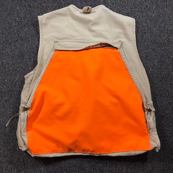 Columbia Sportswear Hunting Vest Men’s Medium Tan Orange Canvas Utility Pockets - Picture 2 of 6
